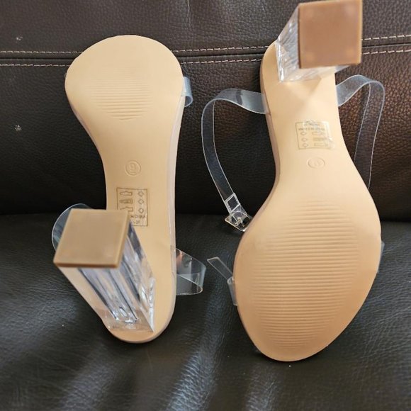 Fashion Nova open toe Transparent Glass Slipper clear strappy heels Size 8.5 - Picture 4 of 7